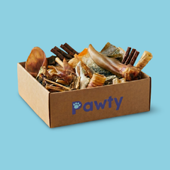 Pawty Mix snackbox met circa 100 natuurlijke hondensnacks
