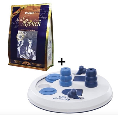 Combideal Henne Kronch zalmsnacks pocket 76% Zalm 600gr + Dog Activity Intelligentie Puzzel