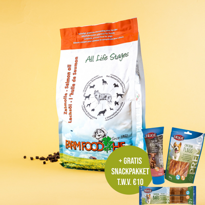Farm Food - High Energy Schotse Zalmolie Mini 4 KG Hondenvoer + Gratis Snackpakket t.w.v. €5