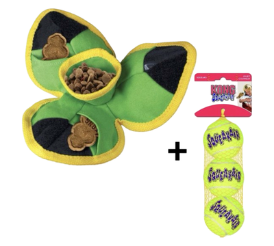 Kong - Ballistic Hide N Treat Assorti + Kong Squeakairs 3 Stuks (6 CM)