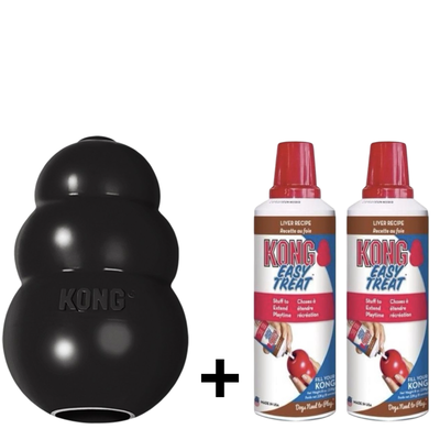 Combideal Kong - Extreme Zwart + 2x Easy Treat Lever Vulling