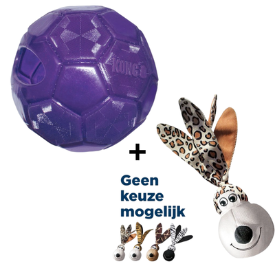 Combideal Kong Wubba Floppy Ears + Kong Flexball Paars (15.5 CM)