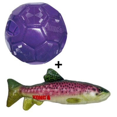 Combideal Kong Flexball Paars (15.5 CM) + Kong Wild Shieldz Trout