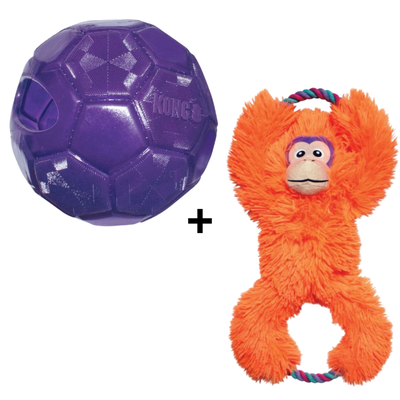 Combideal Kong Flexball Paars (15.5 CM)+ Kong Tuggz Aap XL (42 CM)