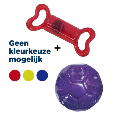 Combideal - Kong Flexball Paars (15.5 CM) + Kong Jumbler Tug Assorti LARGE (32 CM)