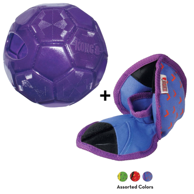 Combideal Kong Flexball Paars + Kong Ballistic Hide 'N Treat Assorti