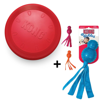 Combideal - Kong Wubba Comet + Kong Flyer Frisbee Rood (23 CM)