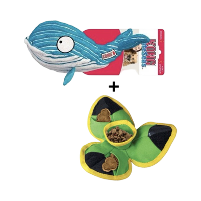 Combideal Kong - Cuteseas Walvis + Kong ballistic hide 'n treat assorti 12,5x12,5x12,5 cm