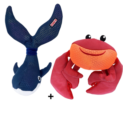 Combideal - Kong Shimmy Shakers Krab Rood (43 CM) + Kong Shimmy Shakers Walvis Blauw