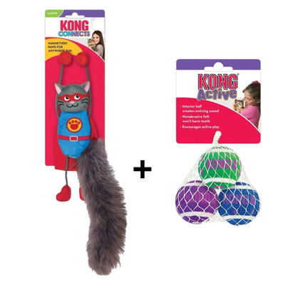 Combideal - Kong Connects Magnicat + Kong Kat Tennisballen Met Bellen