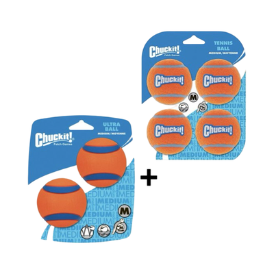 Combideal - Chuckit! Ultra Ball - Rubber - Drijvend - Maat M - 6 cm - Oranje + Chuckit Tennisballen