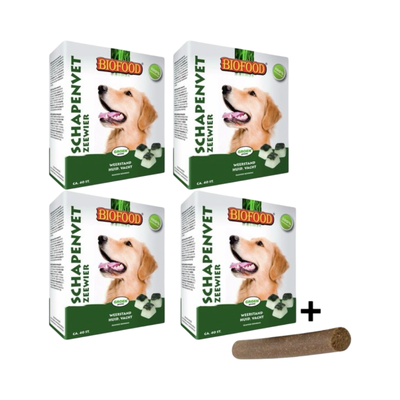 Combideal Biofood Schapenvet Maxi Bonbons Zeewier 4x 40 ST + Pawty Fricandel