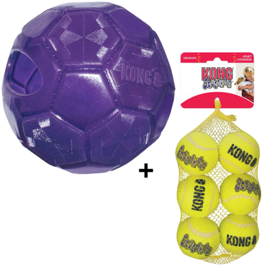 Combideal - Kong Squeakair (6x) + Kong Flexball Speelbal (15.5 CM)
