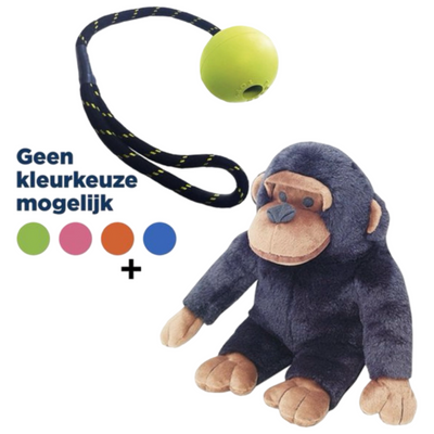 Combideal - Happy Pet Big Buddie Chucky De Pluche Aap - 31X30X16 CM + Happy Pet Floater Stevige Speelbal