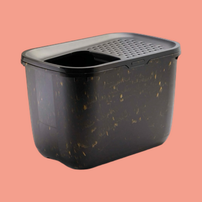 Savic - Kattenbak Hop In Marble Zwart / Goud