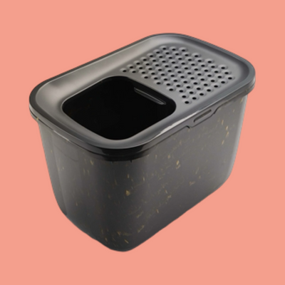 Savic - Kattenbak Hop In Marble Zwart / Goud
