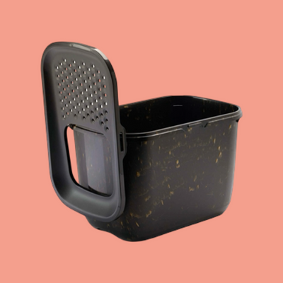 Savic - Kattenbak Hop In Marble Zwart / Goud