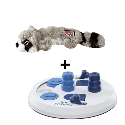 Combideal - Kong Scrunch Knots Raccoon + Trixie Dog Activity Flip Board (23 CM)