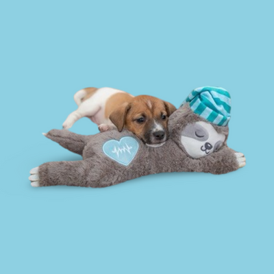 Trixie - Pluche Luiaard Grijs Met Heartbeat Puppy Hartslag Knuffel