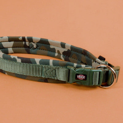 Trixie - Premium Halsband Hond Neopreen Camouflage Groen